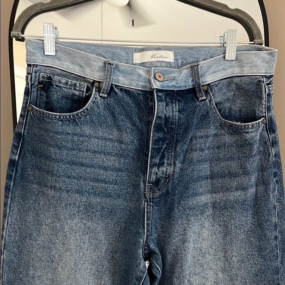 KanCan Blue Straight Leg Jeans with Striking Two-Tone Design - Picture 2 of 11